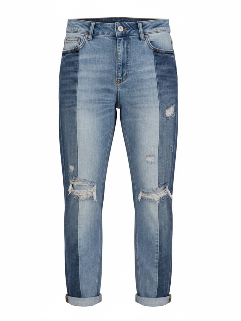 Free People Women's Blue Medium Wash Denim Distressed Relaxed Boyfriend Jeans 25